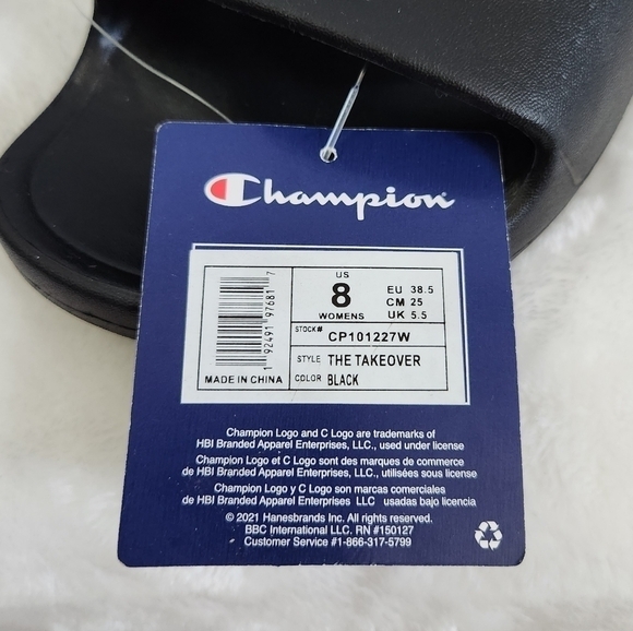 CHAMPION Authentic Athletic Wear Takeover Women's Black Slide Sandals Size 8 - Picture 14 of 15